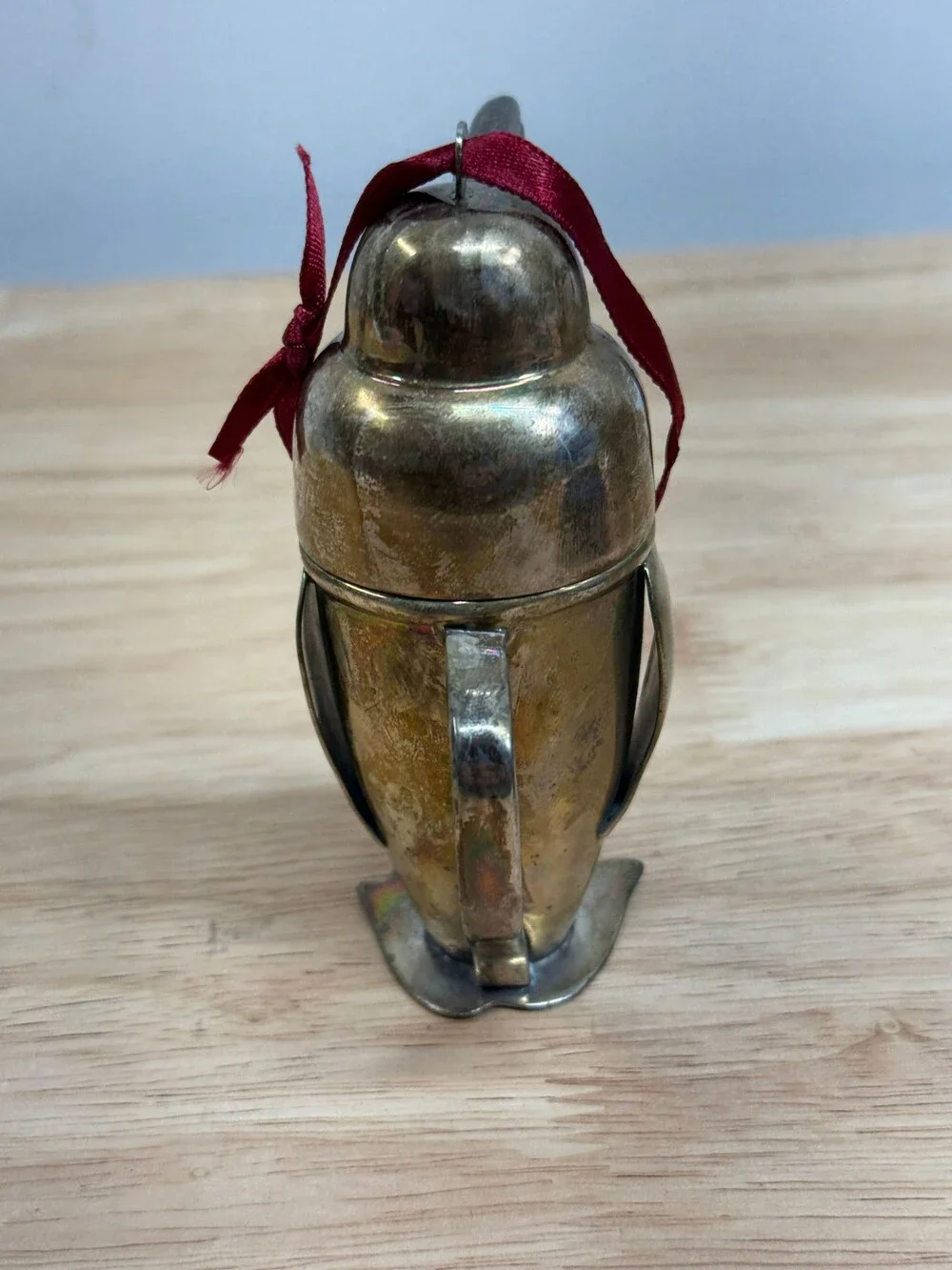 Vintage Restoration Hardware 1936 Penguin Shaker Silver Plate Ornament w/ Pouch